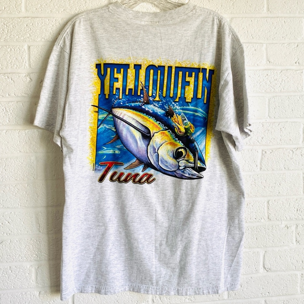 ANVIL COTTON TEE T-SHIRT GRAY LARGE YELLOWFIN TUNA